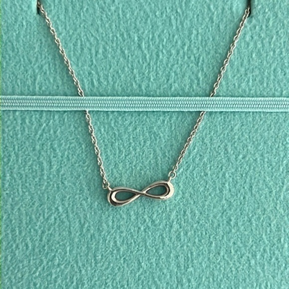 Tiffany & Co. Mini Infinity Pendant Necklace 16- 18” .925 Sterling Silver box - Picture 1 of 6